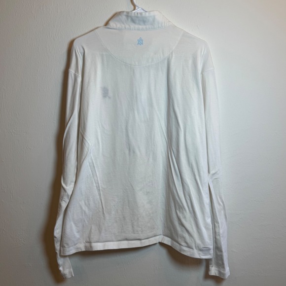 Mens Turtleson White Long Sleeve 1/4 Zip Pullover Golf Shirt Size L - Picture 8 of 8